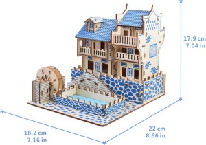 Set de construit din lemn, macheta, copii si adulti, 63 piese, Casa asiatica, 6+ ani - Img 2