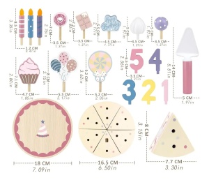Set de joaca tort aniversar din lemn cu accesorii si decoratiuni - Img 7