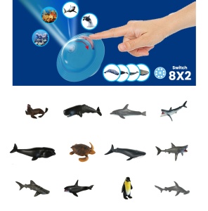 Set educativ cu figurine si proiector pentru copii - Animale marine