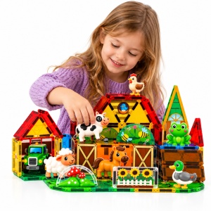 Set STEM cu piese magnetice de construit - Ferma vesela - 54 piese - Img 3