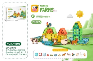 Set STEM magnetic de constructie - Ferma - 70 piese - Img 5