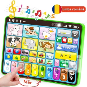 Tableta 3 in 1 in limba romana, cu activitati educative, logopedice si de asociere pentru copii, Verde