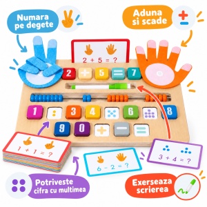 Tablita multifunctionala din lemn, matematica si desen, cu abac si accesorii - Img 4