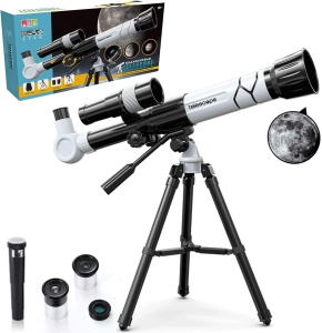 Telescop cu trepied, zoom pana la 40x, rotire 360 grade, distanta focala 360 mm, Alb