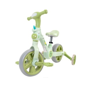 Tricicleta 3 in 1 pentru copii, transformabila, pedale detasabile, reglabila, roti ajutatoare - Unicorn verde - Img 4