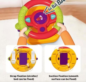 Volan interactiv 2 in 1 cu lumini si sunete pentru bebelusi