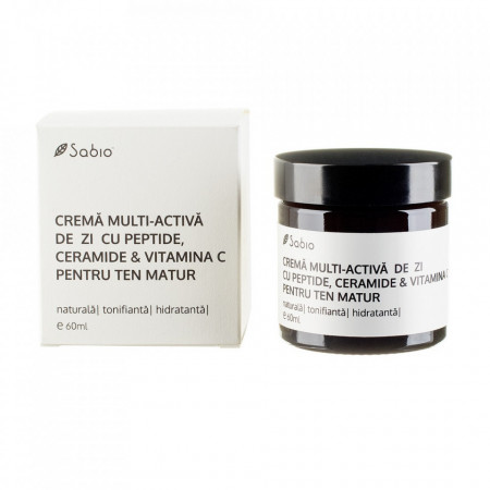 Crema multi-activa de zi cu peptide, ceramide si vitamina C Sabio pentru ten matur