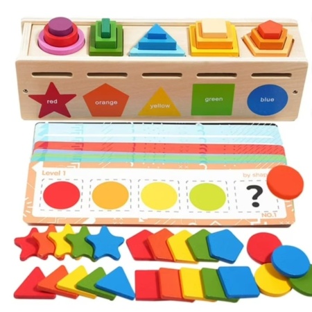 Jucarie Montessori din lemn – Sortator cu forme si culori