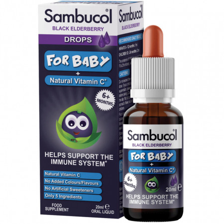 Picaturi orale bebelusi, cu soc negru si Vitamina C, Sambucol Baby Drops