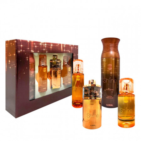 Set Cadou Ajmal Shine: Apa de de Parfum 75 ml+ Lotiune de corp 100 ml + Hair Mist 30 ml + Deodorant 200 ml