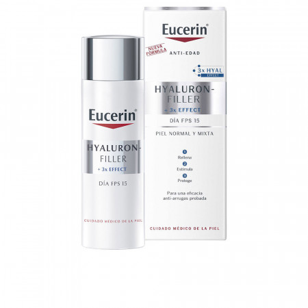 Crema de zi pentru ten normal si mixt cu efect triplu anti-imbatranire Hyaluron Filler 3 X Effect Eucerin, 50 ml