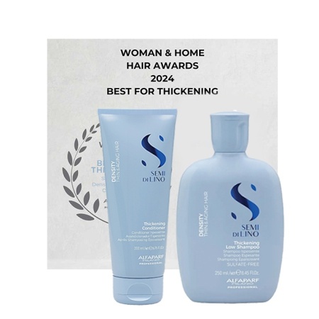 Pachet densificator pentru par subtire Alfaparf Semi di Lino Density Thickening, sampon 250 ml + balsam 200 ml