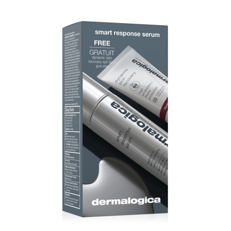 Set Dermalogica, Ser Smart Response pentru Netezire, Fermitate si Hidratare, 30 ml + Crema Hidratanta Dynamic Skin cu SPF 50, 7 ml + Piatra Gua Sha pentru Masaj Facial si Lifting