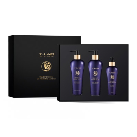 Set T-LAB Professional Blond Ambition Ritual Sampon, 300 ml, Tratament par, 300 ml, Elixir par, 150 ml