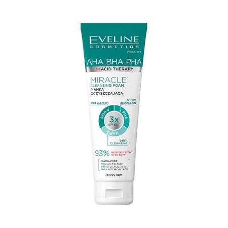Spuma de curatare Eveline Cosmetics Miracle, cu efect exfoliant si anti-imperfectiuni, pentru toate tipurile de ten, 150 ml