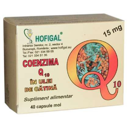 Coenzima Q10 in Ulei de Catina 15 mg Hofigal 40 capsule
