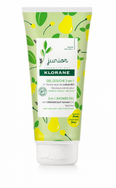 Gel pentru par si corp Klorane Junior cu aroma de pere
