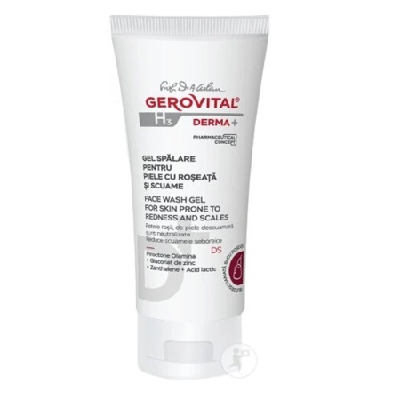 Gel spalare pentru piele cu roseata si scuame Gerovital H3 Derma+, 150 ml