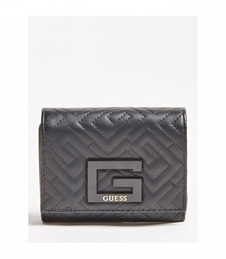 Guess, Portofel de piele ecologica pliabil, cu aplicatie logo Brightside