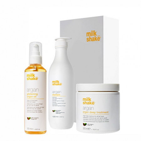 Kit pentru hidratare si reparare Milk Shake Argan Oil Sampon 1000 ml + Masca 500 ml + Ulei 250 ml