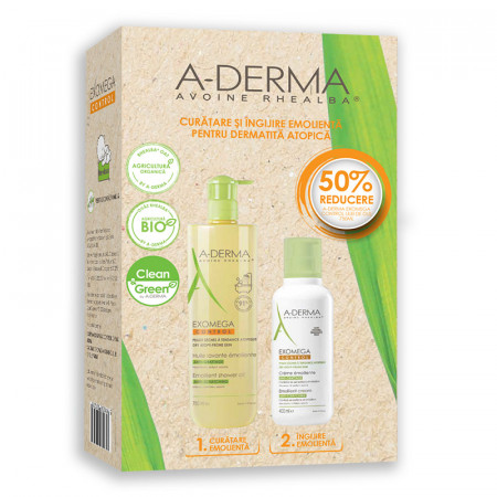 Pachet Ulei de dus anti-prurit Exomega Control A- Derma + Crema emolienta anti-prurit Exomega Control A- Derma