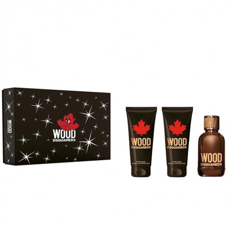 Dsquared Wood for Him, Apa de Toaleta, 100 ml + Gel de dus 100 ml + After Shave Balsam, 100 ml