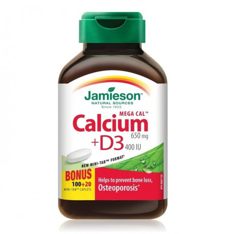 Mega Cal Calciu si D3, 120 comprimate, Jamieson