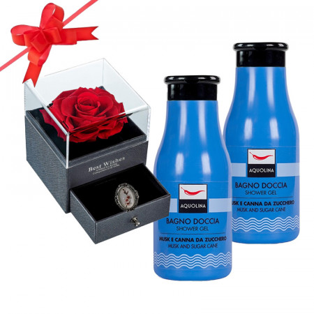 Set cadou Aquolina Musk and Sugar Cane, Cutie Tip Sertar cu Trandafir Criogenat