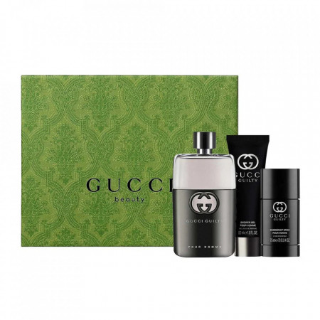 Set Cadou Gucci Guilty pour Homme, Apa de Toaleta, 90 ml + Deodorant stick 75 ml + Gel de dus , 50 ml