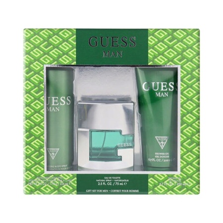 Set cadou Guess Man Green, Apa de Toaleta, Femei, 75 ml + Spray de corp, 226 ml + Gel de dus, 200 ml