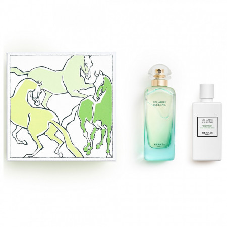 Set Cadou Hermes Un Jardin Sur Le Nil, Unisex, Apa de Toaleta 100 ml + Lotiune de corp 80 ml