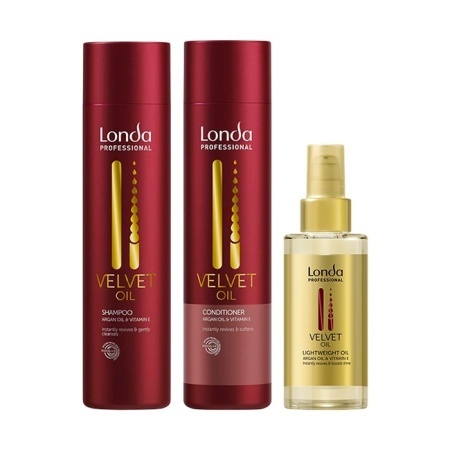 Set Londa Professional Velvet Oil – Sampon 250ml + Balsam 250ml + Ulei Argan 100ml pentru regenerare si stralucire