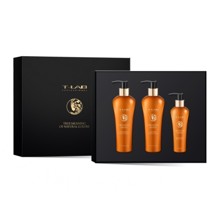 Set T-LAB Professional Organic Shape Ritual Sampon, 300 ml, Masca, 300 ml, Fluid cu actiuni multiple, 150 ml