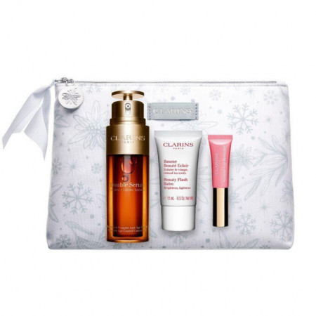 Set cadou Clarins Double Serum, Femei, Double Serum 50 ml + Balsam 15 ml + Balsam buze 15 ml