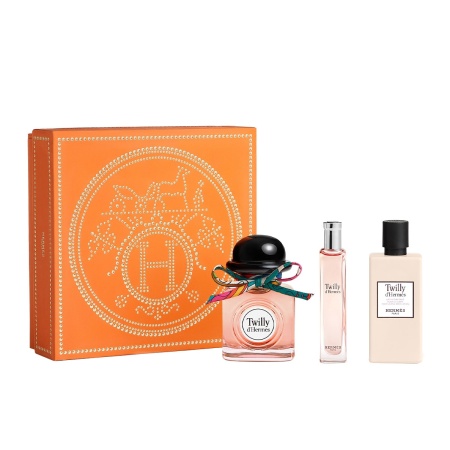 Set Cadou Hermes Twilly d'Hermes, Apa de Parfum 85 ml + Lotiune de corp, 80 ml + mini Apa de Parfum, 15 ml