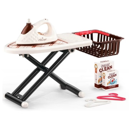 Set de calcat de jucarie pentru copii, masa de calcat cu fier electric, accesorii incluse