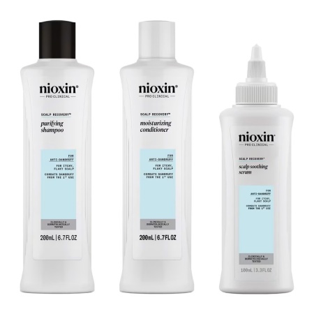 Set profesional antimatreata Nioxin System Recovery pentru scalp iritat cu mancarimi: Sampon 200ml + Balsam 200ml + Tratament 100ml