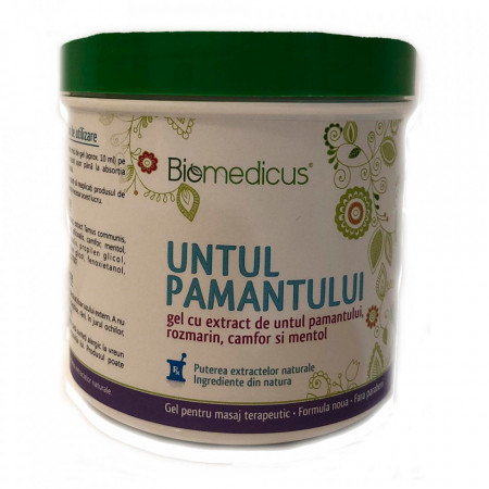 Untul Pamantului gel cu extract de rozmarin, camfor si mentol, 250 ml Biomedicus