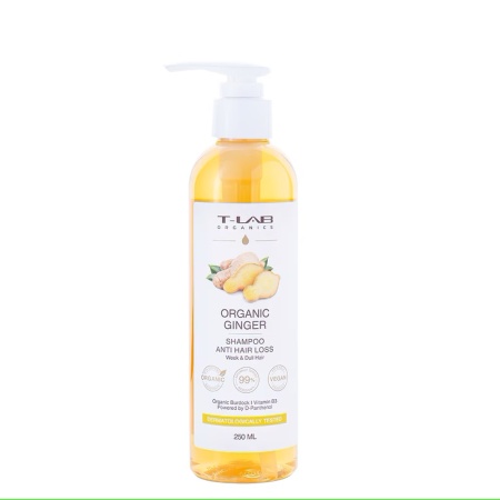 Sampon de par natural impotriva caderii parului, T-LAB Organics, cu extract de ghimbir, 250 ml