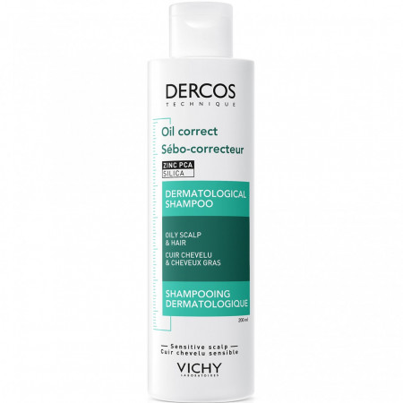 Sampon-tratament sebocorector pentru scalp cu exces de sebum Vichy Dercos, 200 ml
