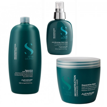 Set Alfaparf Semi Di Lino Reconstruction cu 1000 ml Sampon + 500 ml Masca + 125 ml Fluid tratament de reconstructie