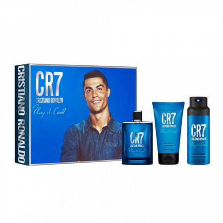 Set Cristiano Ronaldo CR7 Play It Cool, Apa de toaleta 100 ml, Gel de dus 150 ml, Deodorant spray 150 ml,