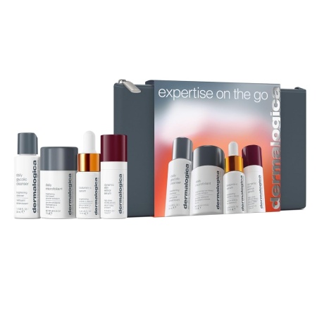Set Dermalogica Expertise On The Go – Curatare, Exfoliere si Luminozitate pentru Piele, 4 Produse Travel Size