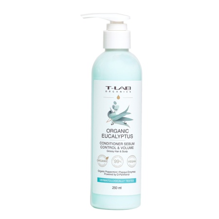 Balsam de par pentru volum si reducerea sebumului, T-LAB Organics, Eucalipt, 250 ml