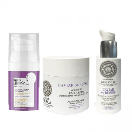 Set Natura Siberica Crema pentru fata Age-Delay 50ml +Ser pentru fata Age-Delay 30ml +Ser pentru ochi Age-Delay 30ml