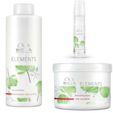 Set pentru par vopsit Wella Professionals Elements Renewing, Sampon 1000 ml + Masca 500 ml + Leave-In 150 ml