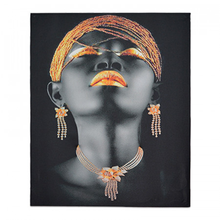 Tablou LED canvas Gold Necklace cu leduri lumini 85 x 64 cm
