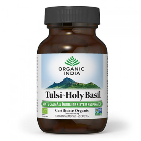 Tulsi (Busuioc Sfant) Minte Calma &amp; Ingrijire Sistem Respirator Organic India - Img 1