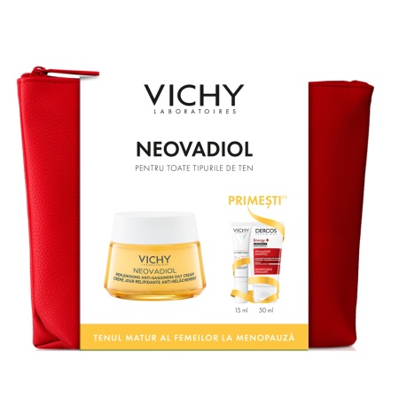 Pachet Crema pentru redarea fermitatii Neovadiol, 50 ml + Fluid cu SPF 50+ Capital Soleil, 15 ml + Sampon Aminexil Dercos, 50 ml, Vichy