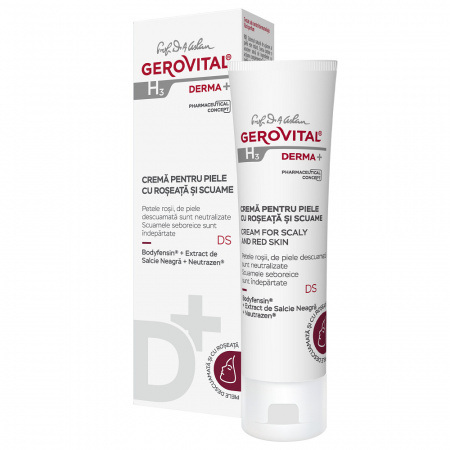 Crema pentru piele cu roseata si scuame Gerovital H3 Derma+